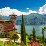 Comomeer, Italië, Europa. Villa werd gebruikt voor filmscène in film James Bond