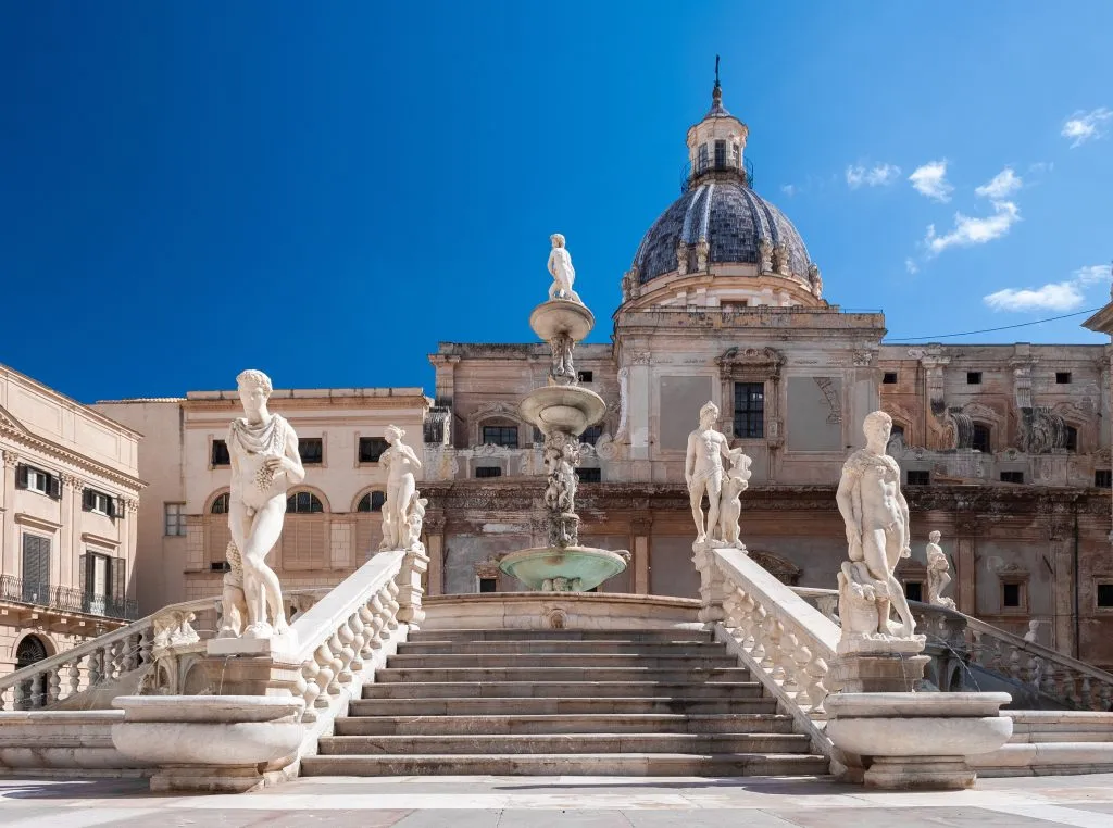Stairs of the fountain in Piazza Pretoria, Palermo