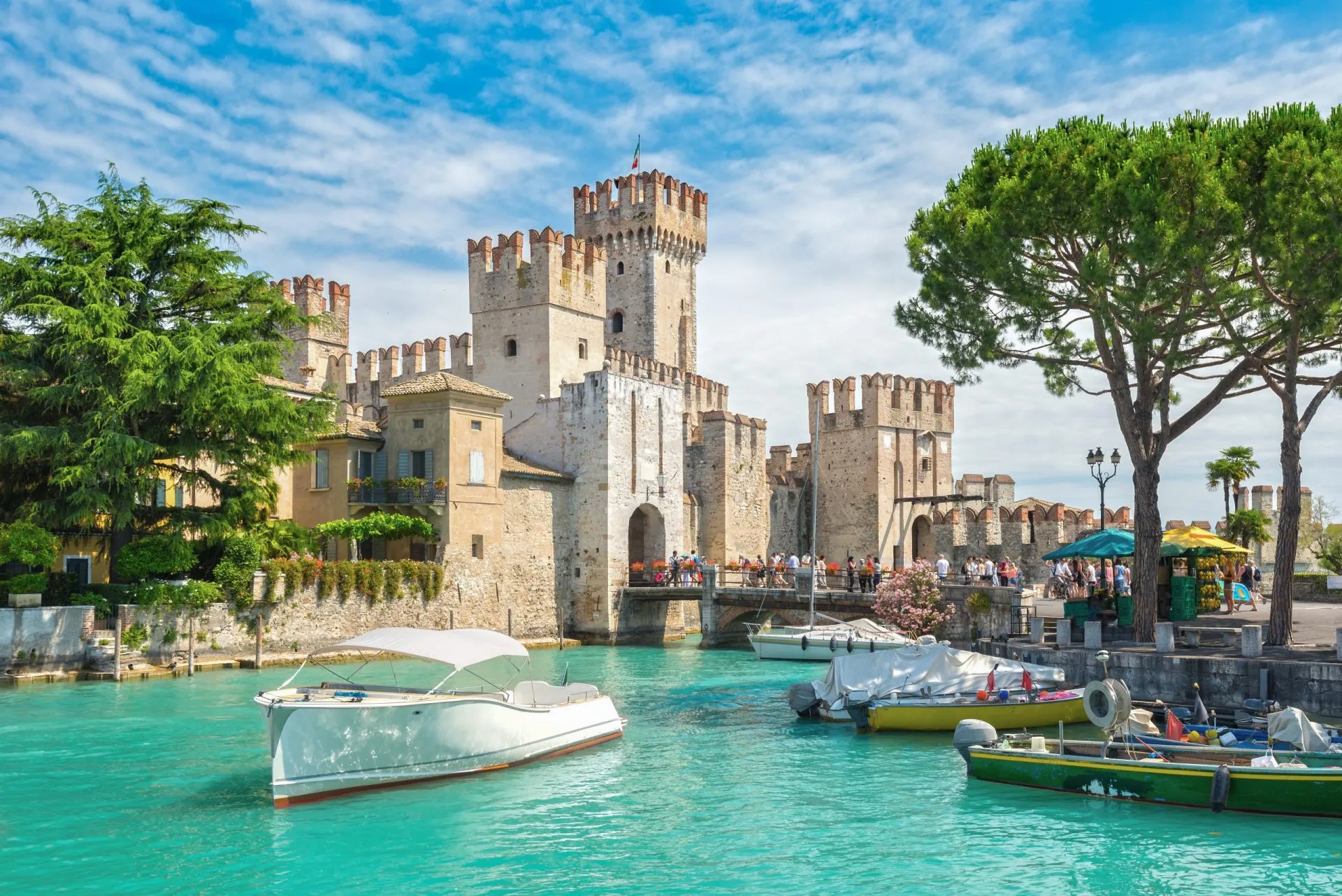 Rocca Scaligera castle on the island of Sirmione, lake Garda, Italy